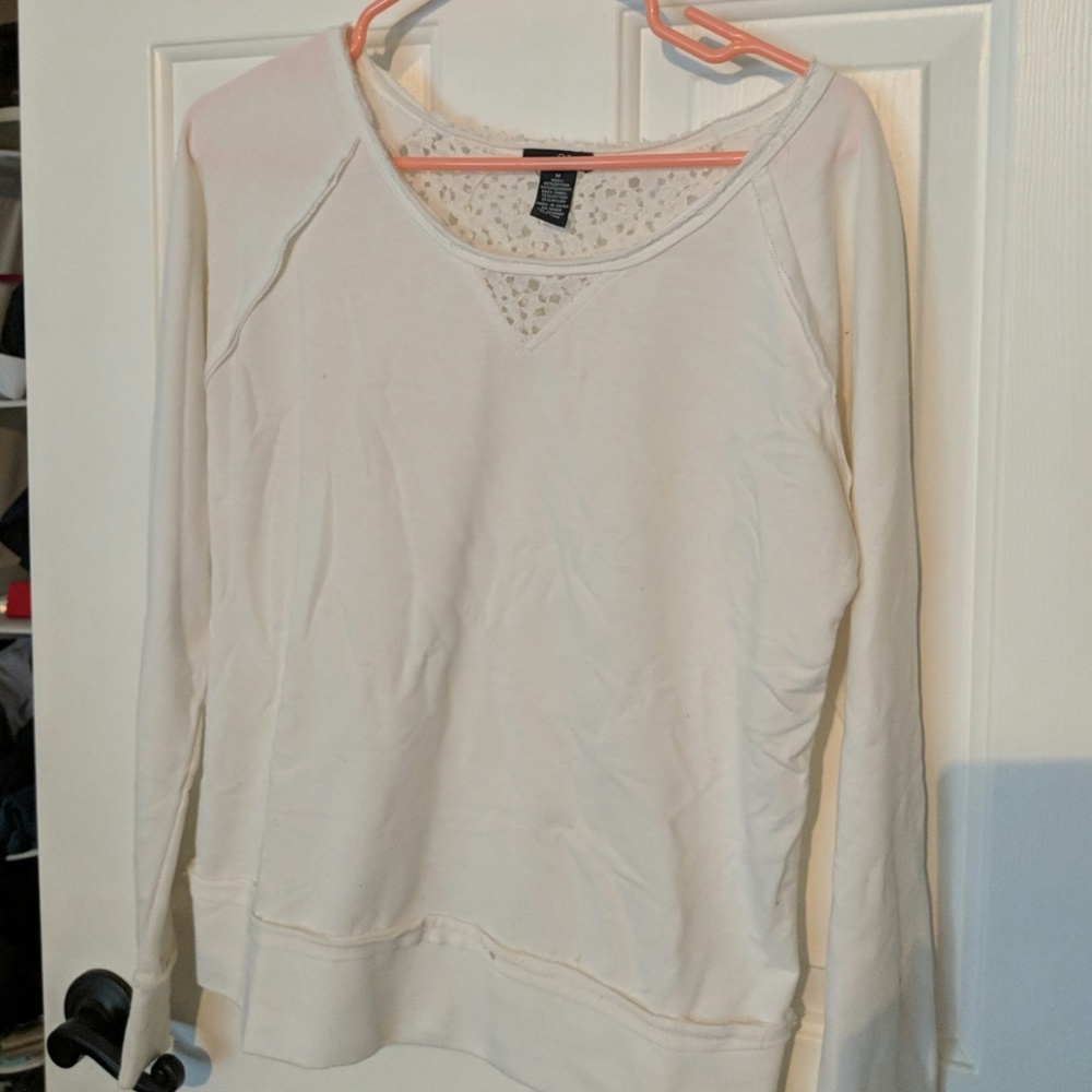 Rue 21 white floral detail sweater